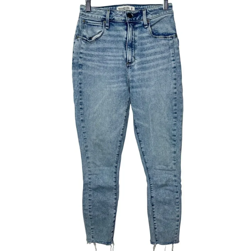 Abercrombie & Fitch Curve Love Super Skinny Ankle High Rise Blue Jeans Size 25 0